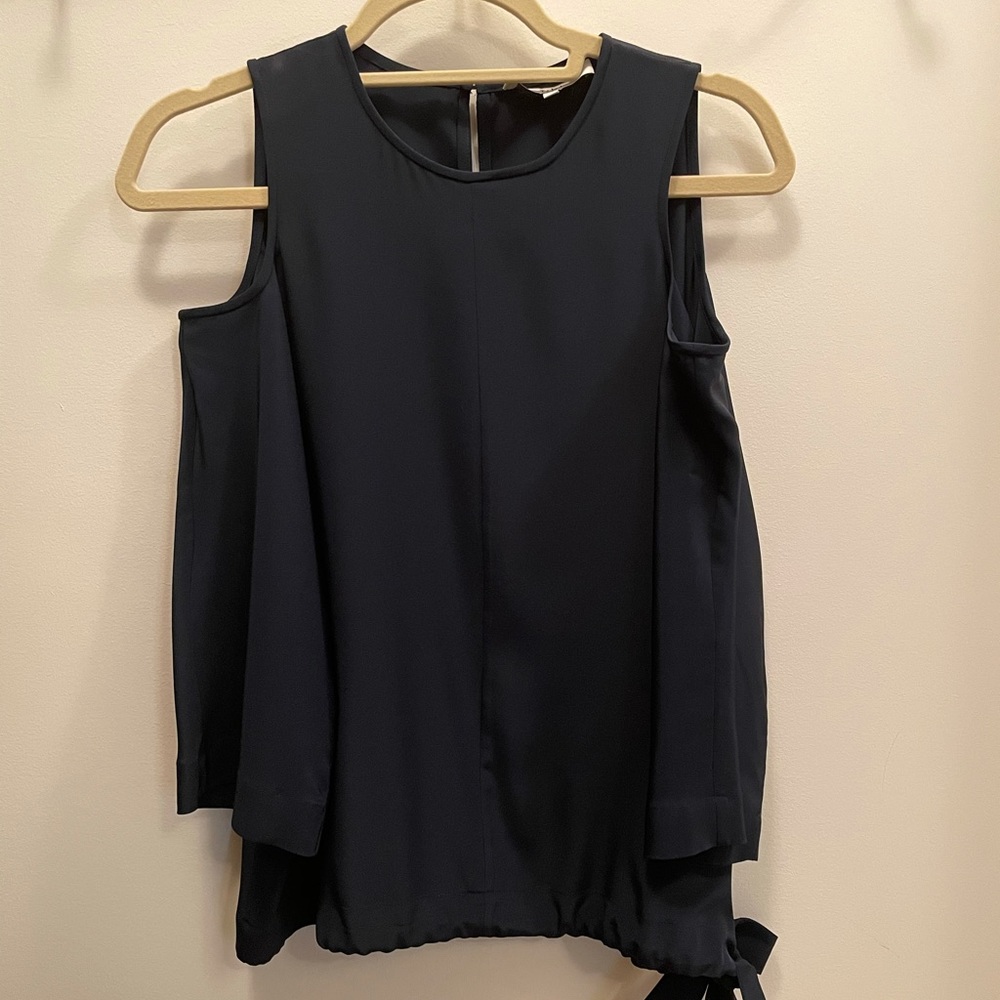 Tibi Cold Shoulder Deep Navy Top - Picture 2 of 9